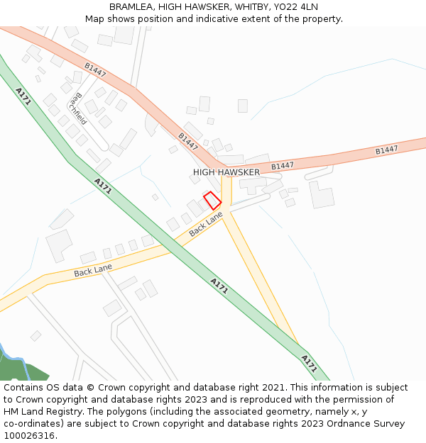 BRAMLEA, HIGH HAWSKER, WHITBY, YO22 4LN: Location map and indicative extent of plot