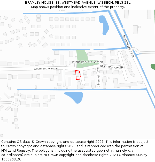 BRAMLEY HOUSE, 38, WESTMEAD AVENUE, WISBECH, PE13 2SL: Location map and indicative extent of plot