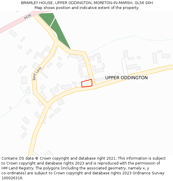 BRAMLEY HOUSE, UPPER ODDINGTON, MORETON-IN-MARSH, GL56 0XH: Location map and indicative extent of plot