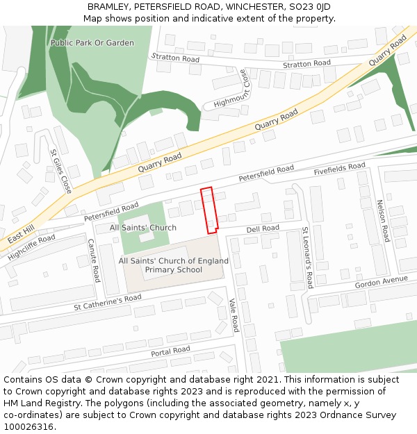 BRAMLEY, PETERSFIELD ROAD, WINCHESTER, SO23 0JD: Location map and indicative extent of plot