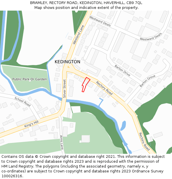 BRAMLEY, RECTORY ROAD, KEDINGTON, HAVERHILL, CB9 7QL: Location map and indicative extent of plot