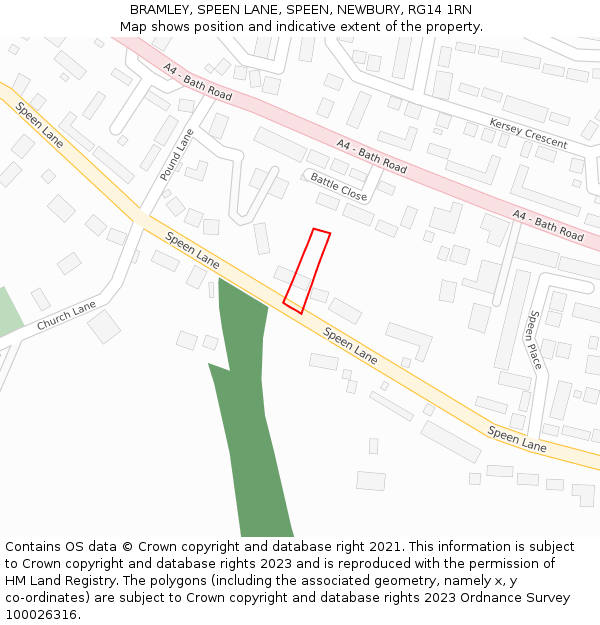 BRAMLEY, SPEEN LANE, SPEEN, NEWBURY, RG14 1RN: Location map and indicative extent of plot