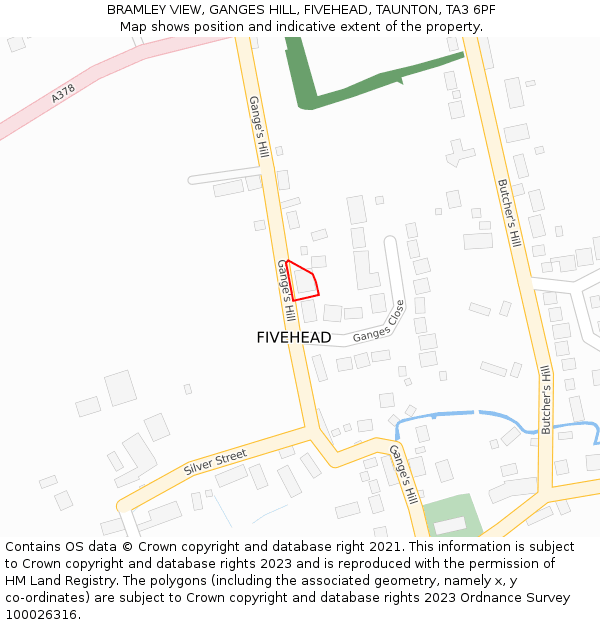 BRAMLEY VIEW, GANGES HILL, FIVEHEAD, TAUNTON, TA3 6PF: Location map and indicative extent of plot