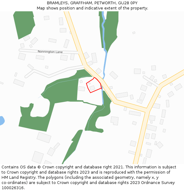 BRAMLEYS, GRAFFHAM, PETWORTH, GU28 0PY: Location map and indicative extent of plot