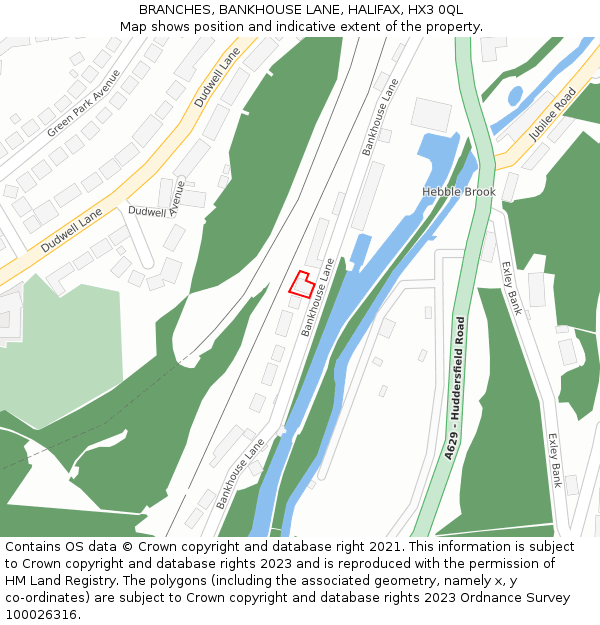 BRANCHES, BANKHOUSE LANE, HALIFAX, HX3 0QL: Location map and indicative extent of plot