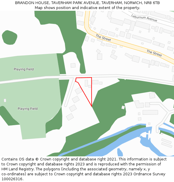 BRANDON HOUSE, TAVERHAM PARK AVENUE, TAVERHAM, NORWICH, NR8 6TB: Location map and indicative extent of plot