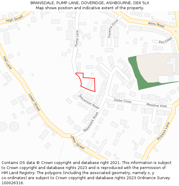 BRANSDALE, PUMP LANE, DOVERIDGE, ASHBOURNE, DE6 5LX: Location map and indicative extent of plot