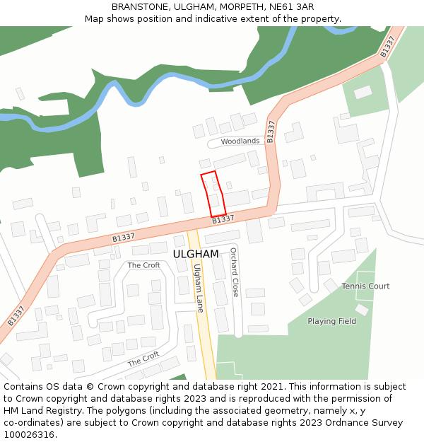 BRANSTONE, ULGHAM, MORPETH, NE61 3AR: Location map and indicative extent of plot