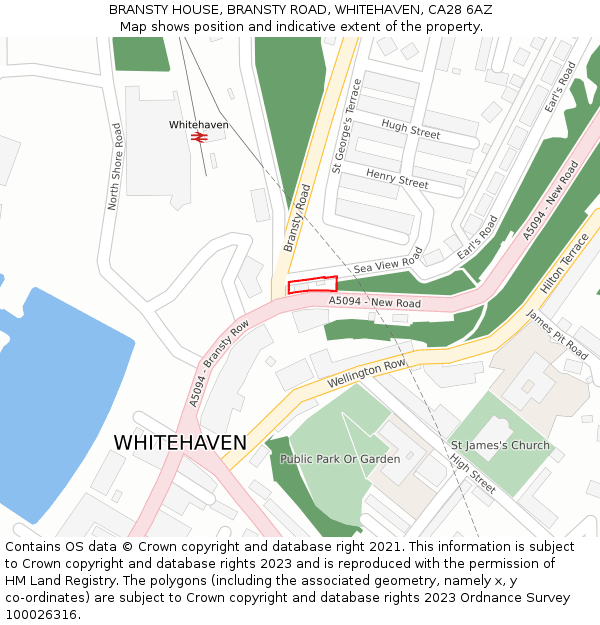 BRANSTY HOUSE, BRANSTY ROAD, WHITEHAVEN, CA28 6AZ: Location map and indicative extent of plot