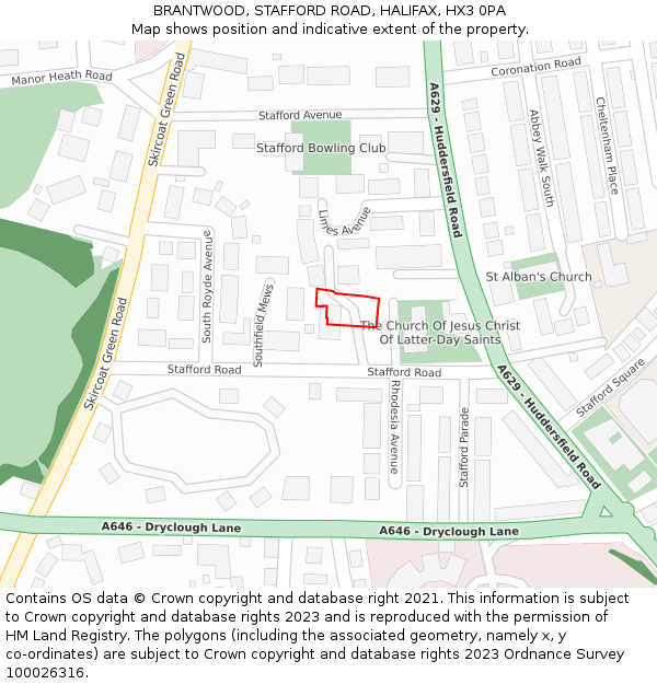 BRANTWOOD, STAFFORD ROAD, HALIFAX, HX3 0PA: Location map and indicative extent of plot