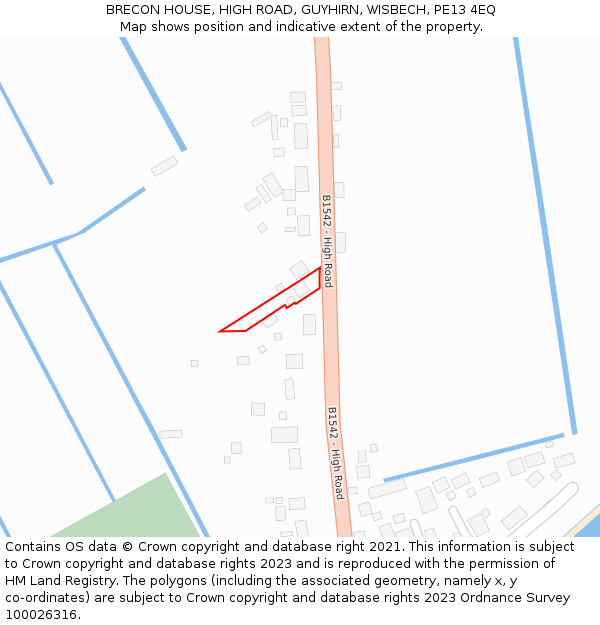 BRECON HOUSE, HIGH ROAD, GUYHIRN, WISBECH, PE13 4EQ: Location map and indicative extent of plot