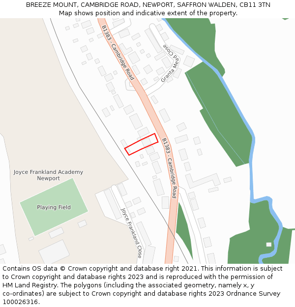 BREEZE MOUNT, CAMBRIDGE ROAD, NEWPORT, SAFFRON WALDEN, CB11 3TN: Location map and indicative extent of plot