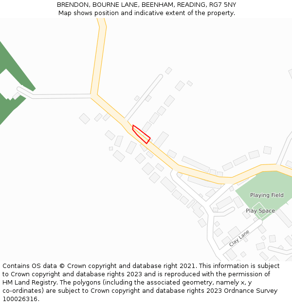 BRENDON, BOURNE LANE, BEENHAM, READING, RG7 5NY: Location map and indicative extent of plot