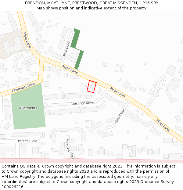 BRENDON, MOAT LANE, PRESTWOOD, GREAT MISSENDEN, HP16 9BY: Location map and indicative extent of plot