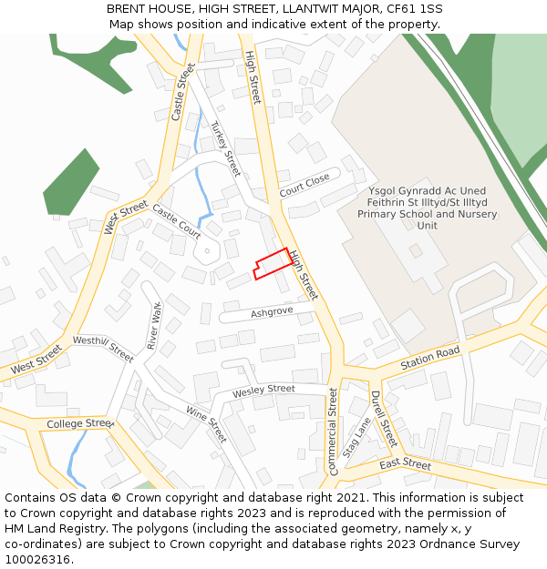 BRENT HOUSE, HIGH STREET, LLANTWIT MAJOR, CF61 1SS: Location map and indicative extent of plot