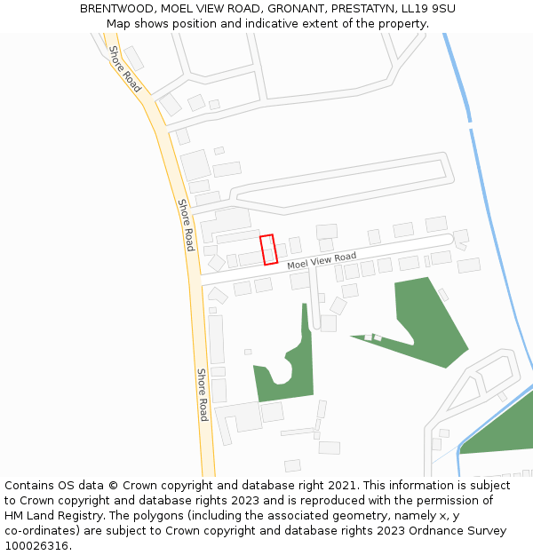 BRENTWOOD, MOEL VIEW ROAD, GRONANT, PRESTATYN, LL19 9SU: Location map and indicative extent of plot