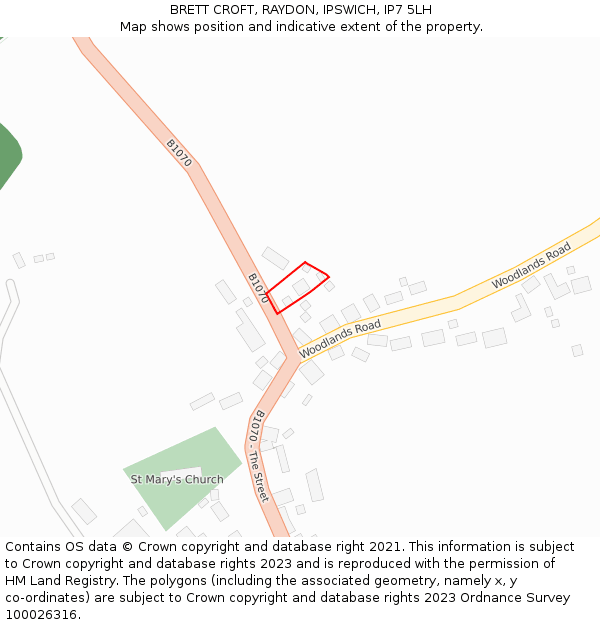 BRETT CROFT, RAYDON, IPSWICH, IP7 5LH: Location map and indicative extent of plot