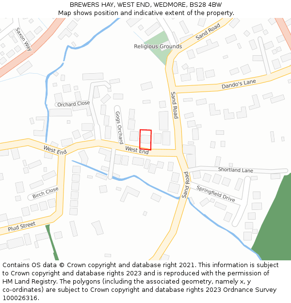 BREWERS HAY, WEST END, WEDMORE, BS28 4BW: Location map and indicative extent of plot