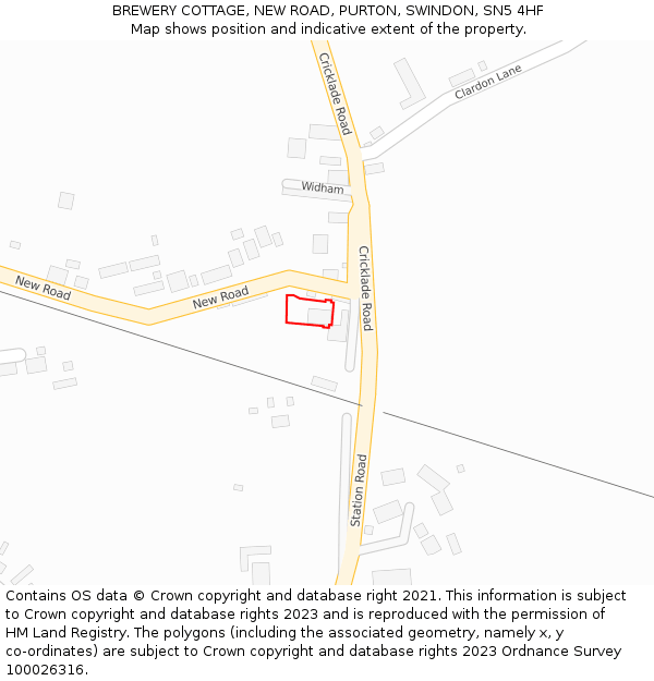 BREWERY COTTAGE, NEW ROAD, PURTON, SWINDON, SN5 4HF: Location map and indicative extent of plot