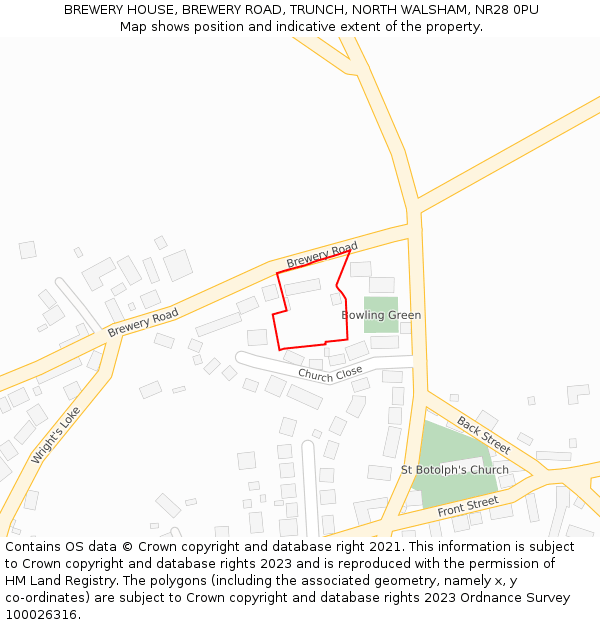 BREWERY HOUSE, BREWERY ROAD, TRUNCH, NORTH WALSHAM, NR28 0PU: Location map and indicative extent of plot