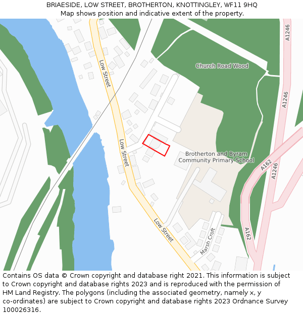 BRIAESIDE, LOW STREET, BROTHERTON, KNOTTINGLEY, WF11 9HQ: Location map and indicative extent of plot