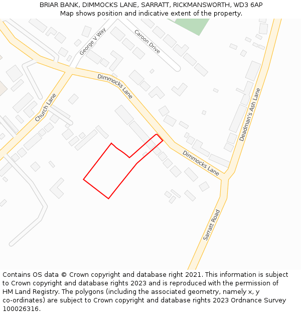 BRIAR BANK, DIMMOCKS LANE, SARRATT, RICKMANSWORTH, WD3 6AP: Location map and indicative extent of plot