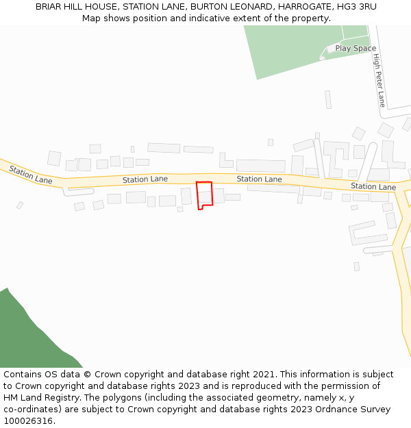 BRIAR HILL HOUSE, STATION LANE, BURTON LEONARD, HARROGATE, HG3 3RU: Location map and indicative extent of plot