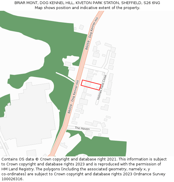 BRIAR MONT, DOG KENNEL HILL, KIVETON PARK STATION, SHEFFIELD, S26 6NG: Location map and indicative extent of plot