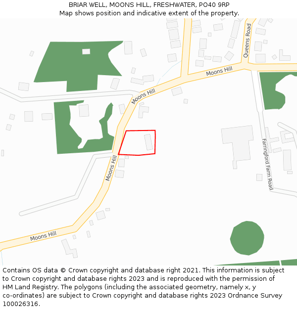 BRIAR WELL, MOONS HILL, FRESHWATER, PO40 9RP: Location map and indicative extent of plot