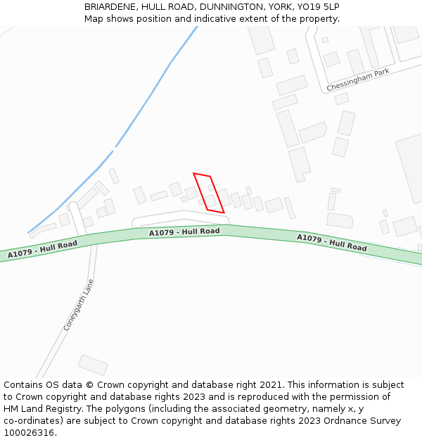 BRIARDENE, HULL ROAD, DUNNINGTON, YORK, YO19 5LP: Location map and indicative extent of plot