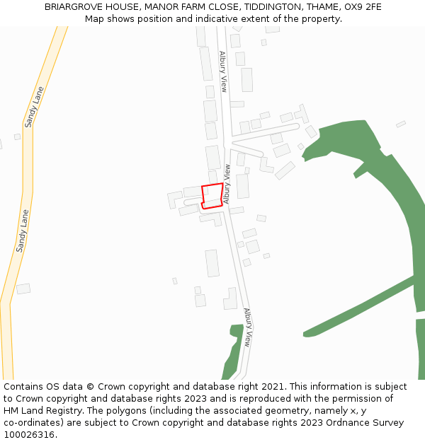 BRIARGROVE HOUSE, MANOR FARM CLOSE, TIDDINGTON, THAME, OX9 2FE: Location map and indicative extent of plot