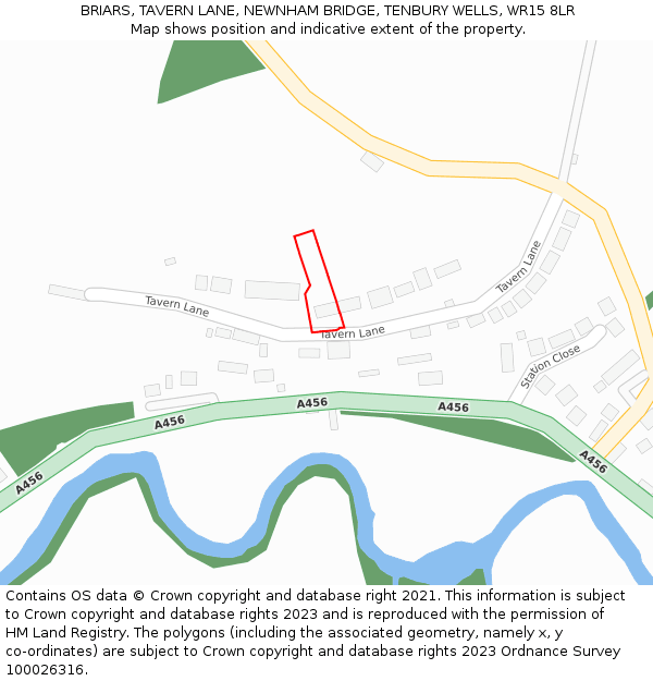 BRIARS, TAVERN LANE, NEWNHAM BRIDGE, TENBURY WELLS, WR15 8LR: Location map and indicative extent of plot