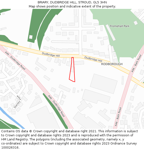 BRIARY, DUDBRIDGE HILL, STROUD, GL5 3HN: Location map and indicative extent of plot