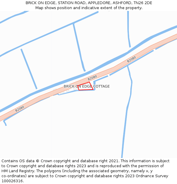 BRICK ON EDGE, STATION ROAD, APPLEDORE, ASHFORD, TN26 2DE: Location map and indicative extent of plot