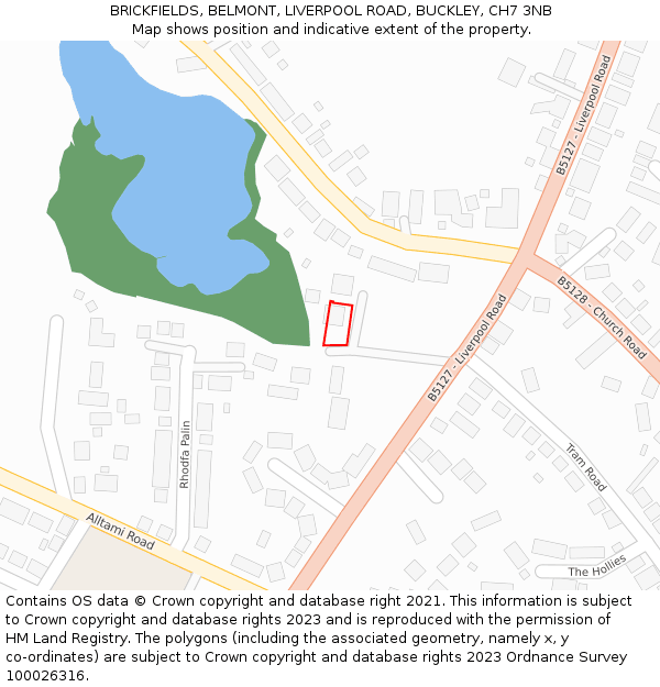 BRICKFIELDS, BELMONT, LIVERPOOL ROAD, BUCKLEY, CH7 3NB: Location map and indicative extent of plot