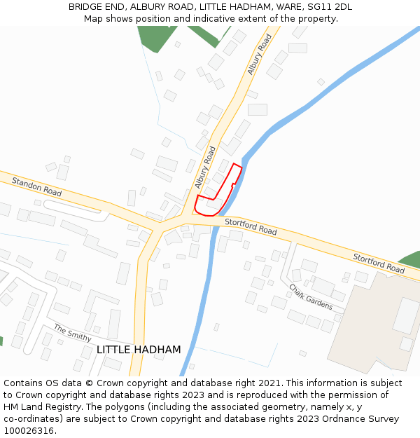 BRIDGE END, ALBURY ROAD, LITTLE HADHAM, WARE, SG11 2DL: Location map and indicative extent of plot