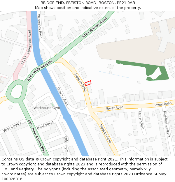 BRIDGE END, FREISTON ROAD, BOSTON, PE21 9AB: Location map and indicative extent of plot