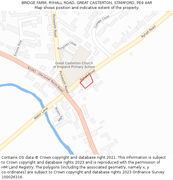 BRIDGE FARM, RYHALL ROAD, GREAT CASTERTON, STAMFORD, PE9 4AR: Location map and indicative extent of plot