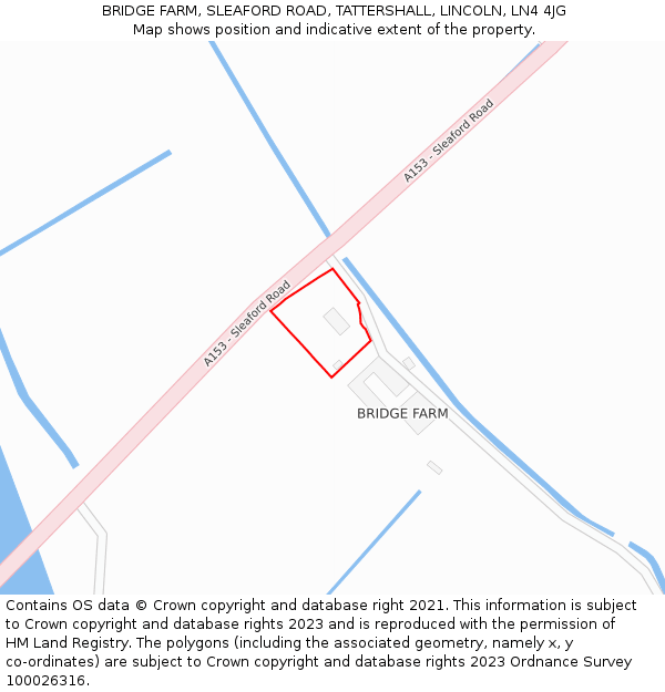 BRIDGE FARM, SLEAFORD ROAD, TATTERSHALL, LINCOLN, LN4 4JG: Location map and indicative extent of plot