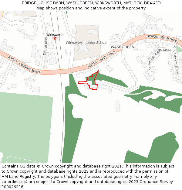 BRIDGE HOUSE BARN, WASH GREEN, WIRKSWORTH, MATLOCK, DE4 4FD: Location map and indicative extent of plot