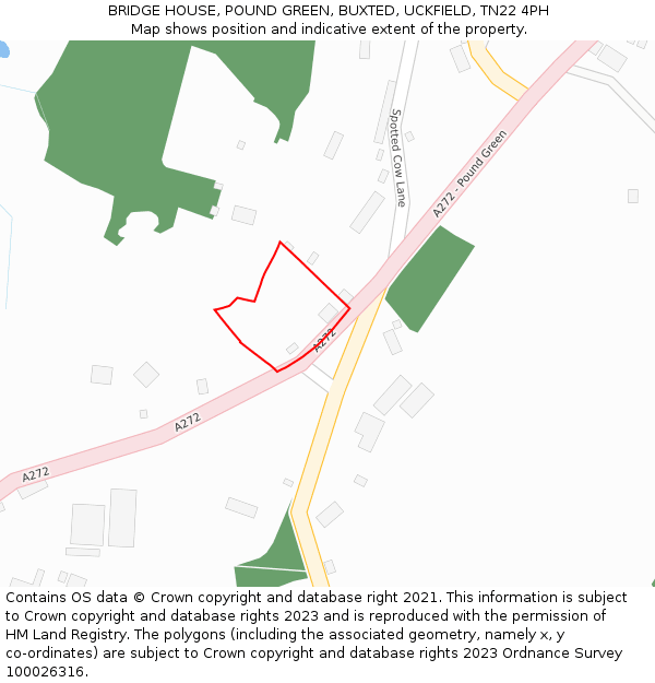 BRIDGE HOUSE, POUND GREEN, BUXTED, UCKFIELD, TN22 4PH: Location map and indicative extent of plot