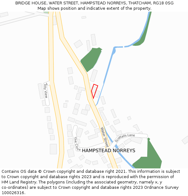 BRIDGE HOUSE, WATER STREET, HAMPSTEAD NORREYS, THATCHAM, RG18 0SG: Location map and indicative extent of plot