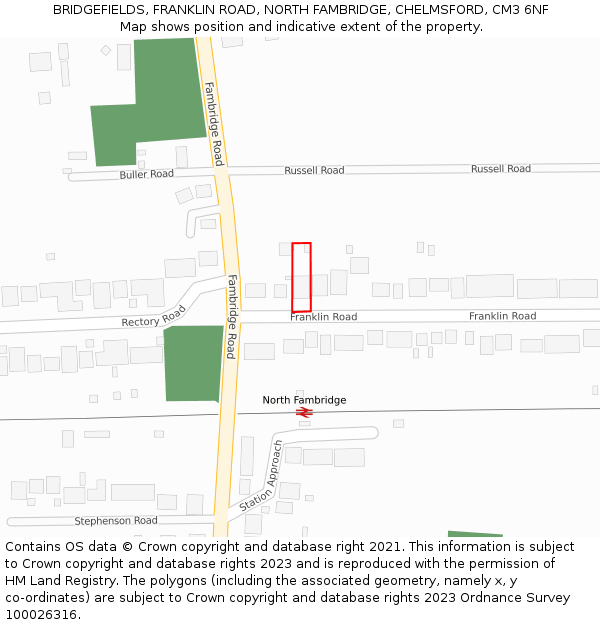 BRIDGEFIELDS, FRANKLIN ROAD, NORTH FAMBRIDGE, CHELMSFORD, CM3 6NF: Location map and indicative extent of plot