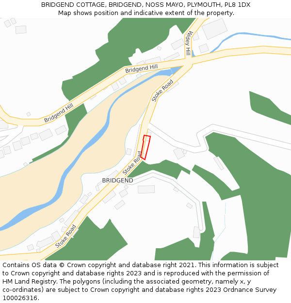 BRIDGEND COTTAGE, BRIDGEND, NOSS MAYO, PLYMOUTH, PL8 1DX: Location map and indicative extent of plot