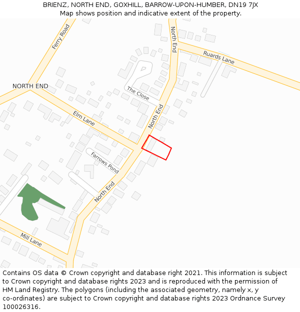 BRIENZ, NORTH END, GOXHILL, BARROW-UPON-HUMBER, DN19 7JX: Location map and indicative extent of plot