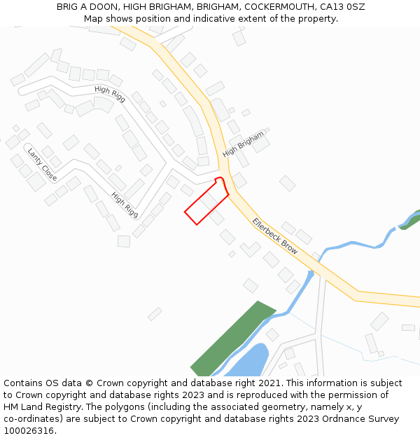 BRIG A DOON, HIGH BRIGHAM, BRIGHAM, COCKERMOUTH, CA13 0SZ: Location map and indicative extent of plot