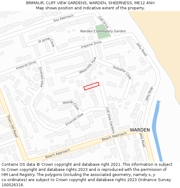 BRIMAUR, CLIFF VIEW GARDENS, WARDEN, SHEERNESS, ME12 4NH: Location map and indicative extent of plot