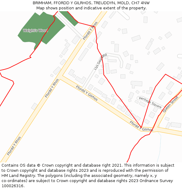 BRIMHAM, FFORDD Y GILRHOS, TREUDDYN, MOLD, CH7 4NW: Location map and indicative extent of plot