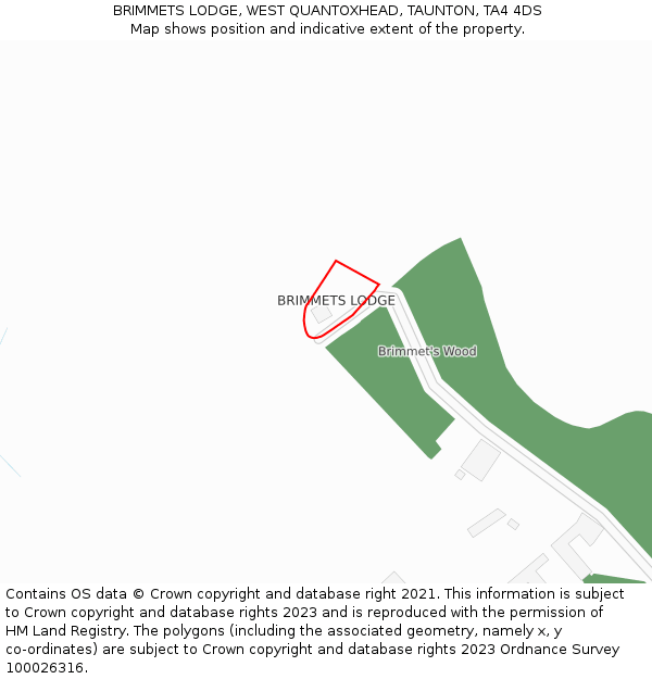 BRIMMETS LODGE, WEST QUANTOXHEAD, TAUNTON, TA4 4DS: Location map and indicative extent of plot