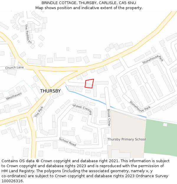 BRINDLE COTTAGE, THURSBY, CARLISLE, CA5 6NU: Location map and indicative extent of plot